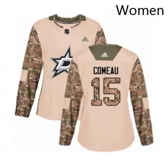 Womens Adidas Dallas Stars 15 Blake Comeau Authentic Camo Veterans Day Practice NHL Jersey